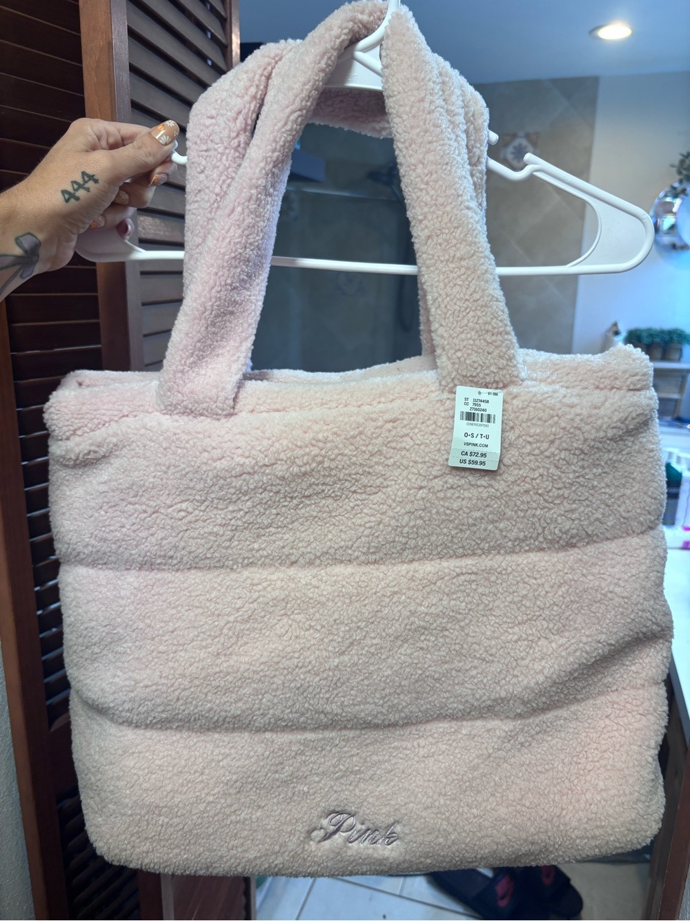 PINK Victoria's Secret Light Pink Sherpa Tote
